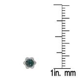 0.35 Carat (ctw) 18K White Gold Round Cut Blue & White Diamond Ladies Flower Shape Cluster Fashion Stud Earrings 1/3 CT