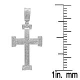 0.40 Carat (ctw) Dainty 10K White Gold Round White Diamond Ladies Micro Pave Religious Cross Pendant