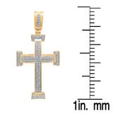 0.40 Carat (ctw) Dainty 10K Yellow Gold Round White Diamond Ladies Micro Pave Religious Cross Pendant