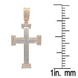 0.40 Carat (ctw) Dainty 18K Rose Gold Round White Diamond Ladies Micro Pave Religious Cross Pendant