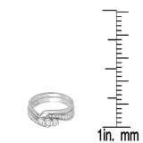 0.45 Carat (ctw) 14K White Gold Round Diamond Ladies Swirl Bridal 3 Stone Engagement Ring With Matching Band Set 1/2 CT