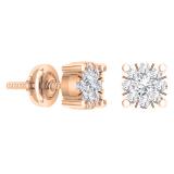 0.50 Carat (Ctw) 14K Rose Gold Round Cut White Diamond Round Shape Cluster Earrings 1/2 CT