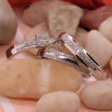 0.30 Carat (ctw) Sterling Silver Round White Diamond Men's & Women's Engagement Ring Trio Bridal Set 1/3 CT