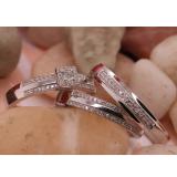 0.30 Carat (ctw) Sterling Silver Round White Diamond Men's & Women's Engagement Ring Trio Bridal Set 1/3 CT