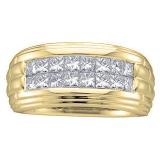 0.90 Carat (ctw) 10K Yellow Gold Princess Cut Diamond Men's Invisible Anniversary Wedding Band