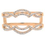 0.35 Carat (ctw) 10K Rose Gold Round Diamond Ladies Anniversary Wedding Band Enhancer Guard Double Ring 1/3 CT