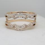 0.35 Carat (ctw) 10K Rose Gold Round Diamond Ladies Anniversary Wedding Band Enhancer Guard Double Ring 1/3 CT