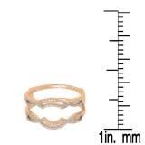 0.35 Carat (ctw) 10K Rose Gold Round Diamond Ladies Anniversary Wedding Band Enhancer Guard Double Ring 1/3 CT