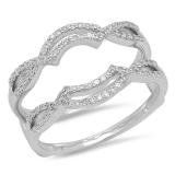 0.35 Carat (ctw) 10K White Gold Round Diamond Ladies Anniversary Wedding Band Enhancer Guard Double Ring 1/3 CT