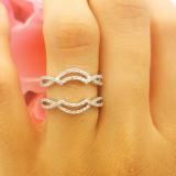 0.35 Carat (ctw) 10K White Gold Round Diamond Ladies Anniversary Wedding Band Enhancer Guard Double Ring 1/3 CT