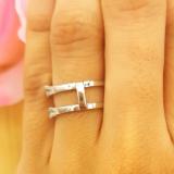 0.35 Carat (ctw) 14K White Gold Round Diamond Ladies Anniversary Wedding Band Enhancer Guard Double Ring 1/3 CT