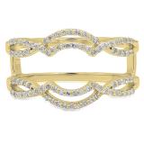 0.35 Carat (ctw) 14K Yellow Gold Round Diamond Ladies Anniversary Wedding Band Enhancer Guard Double Ring 1/3 CT