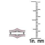 0.70 Carat (ctw) 10K White Gold Round Pink Sapphire Ladies Anniversary Wedding Band Guard Double Ring 3/4 CT