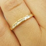 0.13 Carat (ctw) 10K Yellow Gold Baguette Cut White Diamond Ladies Stackable Anniversary Wedding Band