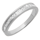 0.13 Carat (ctw) 14K White Gold Baguette Cut White Diamond Ladies Stackable Anniversary Wedding Band