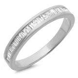 0.13 Carat (ctw) 14K White Gold Baguette Cut White Diamond Ladies Stackable Anniversary Wedding Band