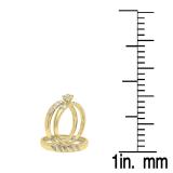 0.06 Carat (ctw) 10K Yellow Gold Round Cut Diamond Men & Women's Engagement Ring Trio Bridal Set