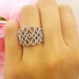 0.35 Carat (ctw) 10K White Gold Round White Diamond Ladies Infinity Crossover Swirl Cocktail Right Hand Ring 1/3 CT