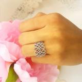 0.35 Carat (ctw) 10K White Gold Round White Diamond Ladies Infinity Crossover Swirl Cocktail Right Hand Ring 1/3 CT