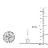 0.15 Carat (ctw) 10K White Gold Round Cut White Diamond Ladies Star Shape Fashion Dangling Earrings