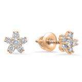 0.25 Carat (ctw) 14K Rose Gold Round Cut White Diamond Round Shape Cluster Earrings 1/4 CT