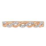 0.06 Carat (ctw) 14K Rose Gold Round Cut Diamond Ladies Bridal Anniversary Wedding Band Stackable Swirl Ring