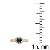1.30 Carat (ctw) 14K Yellow Gold Round Cut Blue Sapphire & White Diamond Ladies Bridal Halo Style Engagement Ring