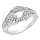 0.25 Carat (ctw) 10K White Gold Round White Diamond Ladies Split Shank Semi Mount Bridal Engagement Ring 1/4 CT (No Center Stone)