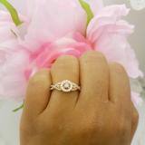0.50 Carat (ctw) 10K Rose Gold Round Champagne & White Diamond Ladies 3 Stone Swirl Halo Style Vintage Bridal Engagement Ring 1/2 CT