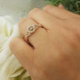 0.50 Carat (ctw) 10K Rose Gold Round Champagne & White Diamond Ladies 3 Stone Swirl Halo Style Vintage Bridal Engagement Ring 1/2 CT