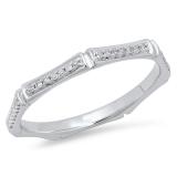 0.15 Carat (ctw) 10K White Gold Round White Diamond Ladies Vintage Style Anniversary Wedding Eternity Stackable Band