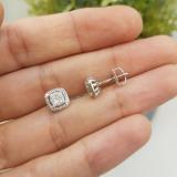 0.40 Carat (ctw) 10K White Gold Round White Diamond Ladies Cluster Style Stud Earrings