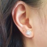 0.40 Carat (ctw) 14K White Gold Round White Diamond Ladies Cluster Style Stud Earrings