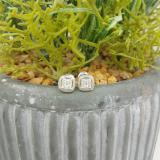 0.40 Carat (ctw) 14K White Gold Round White Diamond Ladies Cluster Style Stud Earrings