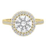 4.20 Carat (ctw) 10K Yellow Gold Round Cut White Cubic Zirconia Ladies Bridal Halo Vintage Style Engagement Ring