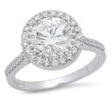 4.20 Carat (ctw) 14K White Gold Round Cut White Cubic Zirconia Ladies Bridal Halo Vintage Style Engagement Ring