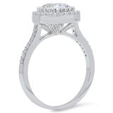 4.20 Carat (ctw) 14K White Gold Round Cut White Cubic Zirconia Ladies Bridal Halo Vintage Style Engagement Ring