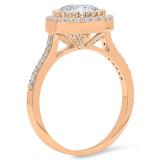 4.20 Carat (ctw) 18K Rose Gold Round Cut White Cubic Zirconia Ladies Bridal Halo Vintage Style Engagement Ring