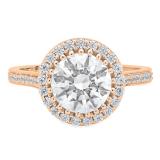 4.20 Carat (ctw) 18K Rose Gold Round Cut White Cubic Zirconia Ladies Bridal Halo Vintage Style Engagement Ring