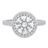 4.20 Carat (ctw) 18K White Gold Round Cut White Cubic Zirconia Ladies Bridal Halo Vintage Style Engagement Ring