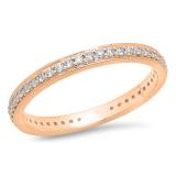 0.70 Carat (ctw) 10K Rose Gold Round White Cubic Zirconia Ladies Eternity Anniversary Stackable Ring Wedding Band 3/4 CT