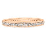 0.70 Carat (ctw) 10K Rose Gold Round White Cubic Zirconia Ladies Eternity Anniversary Stackable Ring Wedding Band 3/4 CT