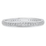 0.70 Carat (ctw) 10K White Gold Round White Cubic Zirconia Ladies Eternity Anniversary Stackable Ring Wedding Band 3/4 CT