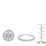 0.70 Carat (ctw) 10K White Gold Round White Cubic Zirconia Ladies Eternity Anniversary Stackable Ring Wedding Band 3/4 CT
