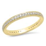 0.70 Carat (ctw) 14K Yellow Gold Round White Cubic Zirconia Ladies Eternity Anniversary Stackable Ring Wedding Band 3/4 CT