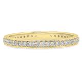0.70 Carat (ctw) 14K Yellow Gold Round White Cubic Zirconia Ladies Eternity Anniversary Stackable Ring Wedding Band 3/4 CT