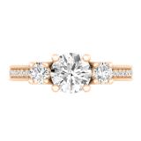 3.15 Carat (ctw) 10K Rose Gold Round Cut White Cubic Zirconia Ladies Bridal 3 Stone Engagement Ring