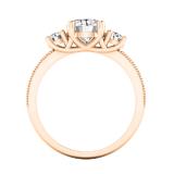 3.15 Carat (ctw) 10K Rose Gold Round Cut White Cubic Zirconia Ladies Bridal 3 Stone Engagement Ring