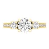 3.15 Carat (ctw) 10K Yellow Gold Round Cut White Cubic Zirconia Ladies Bridal 3 Stone Engagement Ring
