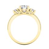 3.15 Carat (ctw) 10K Yellow Gold Round Cut White Cubic Zirconia Ladies Bridal 3 Stone Engagement Ring